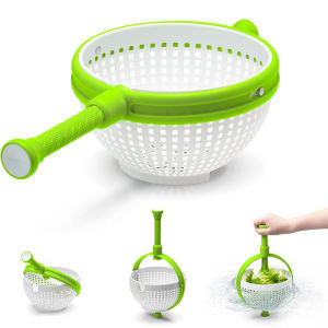 LMETJMA 3 Quart Large Capacity Salad Spinner 2 in 1 Salad Spinner Colander Strainer Collapsible Vegetable Washing Filter JT248