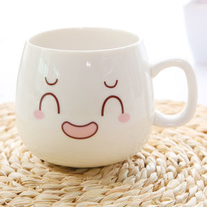 Ceramic Coffee Mug Creative Couple Mugs with Lid Expressive Cute Face Design Korean Style Water Cup Adult Beverageware