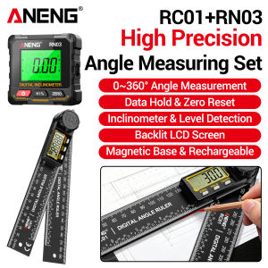 ANENG | ANENG RN03+RC01 Digital Angle Meter Kit Laser Level Magnetic Protractor Data Retention Auto Shutdown Woodworking Measuring Tools