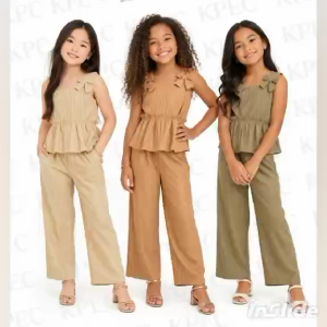 AA BKK Casual Elegant Girl Sleeves Ribbon Top and Pants Set Terno Coordinates - classy and elegant - timeless classic - timeless piece - casual office or party - classic piece - super kapal ng tela - hindi kayo magsisi - our aim is to produce qual