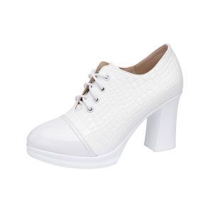 White Patent Leather Waterproof High Heels