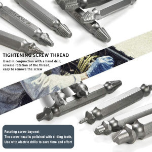 C.N. 5Pcs/set Damaged Screw Extractor Remover for Stripped Head Screws Nuts & Bolts Drill Bit Tools
