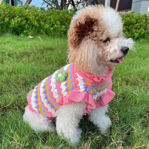 Warmth Non-Sleeve Teddy Bichon Small Dog Sweater Autumn Winter Pet Clothes Anti-Dander Cozy round Neck Casual Style Dogwear