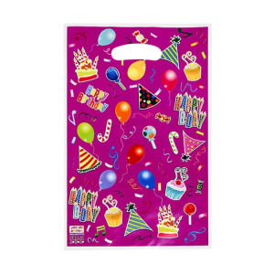 20Pcs Happy Birthday Printed Plastic Gift Bags for Kids Candy Cookies Packaging Tote Bag Birthday Party Supplies Decorations