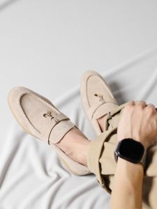 British Style Leather Pointed Toe Casual Shoes Men Slip-On Bean Bean Shoes Matte Korean Version Leisure All-Match Loafers