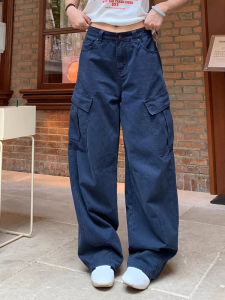 Quần Jeans Ống Rộng Phong Cách Đường Phố Cao Cấp Cho Nữ Quần Ống Rộng Thường Ngày Có Túi Dây Thắt Lưng Cao Quần Dài Mùa Hè