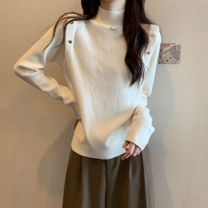 Fall and Winter Inner Wear Knitted Bottoming Shirt Womens Clothing Large Size Slimming for Plump Girls Design Blouse Versatile Mock Neck Sweater Trendy