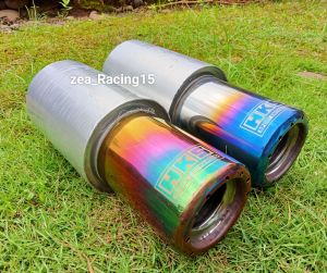 ( TERMURAH ) Knalpot mobil Racing hks gronel pelangi / Biru suara full bass harga promo