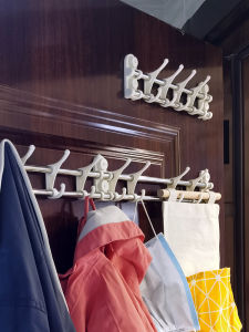 White Plastic Door Mounted Storage Rack Umbrella Key Magnetic Strengthened Hook Sticky Adhesive Suction Cup Hook Home Organizer