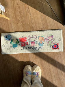 VIKAMA Cute Cartoon Carpet - Wool-like Synthetic Fiber Bedside Rug for Bedroom Soft Floor Mat for Living Room Home Decoration