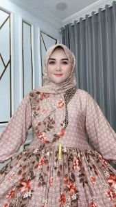 Gamis Wanita Hijab Renda Kyaruni STANDART & JUMBO Bahan Katun Rayon Ld 110-120 Pb 138 Resleting Depan Karet Belakang