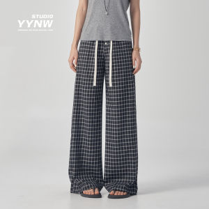YYNW | Quần Dài Phối Caro Dây Kéo Rộng Thoáng Mùa Hè
