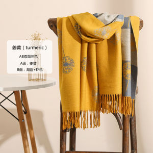 Womens Cashmere Scarf Winter All-Matching Spring and Autumn Long Ladieswear Office Shawl Outer Match Double-Sided Knitting Scarf Thickened