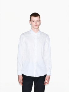 Armani Exchange | Mens Cotton Jacquard Collared Long Sleeve Shirt