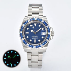 40mm Luxurious Mens Gemstone Diving Watch NH35 Movement Sapphire Watch Crystal Cover 120-Tooth Stainless Steel Case Mens Watch