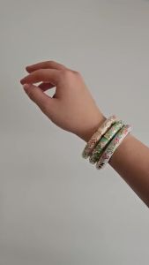 Floral Enamel Hinged Bangle Bracelet | Colorful Flower Bracelet | Vintage Style