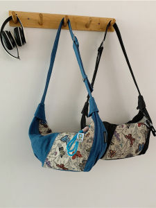 Casual Denim Handbag Large Capacity Fashionable Dumpling Shape Crossbody Bag Leisure Commuting Single Shoulder Bag Retro Design