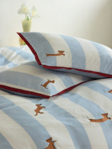 NELA HOME | Milk Velvet Dachshund Embroidery Winter Bedding Set Cotton Flannel