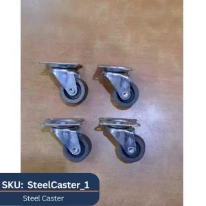 Plate Type Steel Wheel Casters 1" for Industrial Automotive Trollies (4 pcs)
