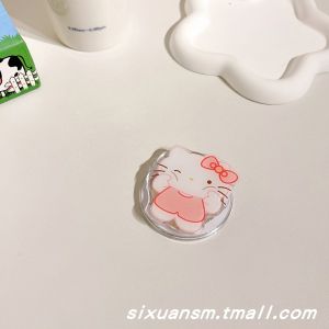 Super Cute Cartoon Cute Hellokitty Hello Kitty Womens MagSafe Magnetic Suction Cellphone Airbag Support Collapsible Air Cushion Drop-Resistant Fastened Ring Adsorption Supporting Seat Bean Bag Binge-Watching Tool