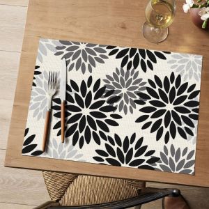Bộ Thảm Trải Bàn Hình Hoa Cúc Cổ Điển VIKAMA - 2/4/6 CÁI Thảm Polyester Chống Trượt Có Thể Giặt Được Cách Nhiệt Cho Bàn Ăn Nhà Bếp Trang Trí Nhà Cửa