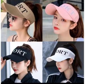 Topi Wanita Knit Visor Sport Baseball Cap Topi Sport Olah Raga Rajut Katun Topi Pantai Sunshade