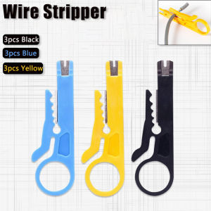 3pcs black/blue/yellow portable wire stripping pliers small wire stripping knife wire cutting tool network cable crimping pliers
