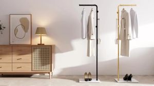 DBODHI Rak Pakaian Kamar Tidur Logam Rak Mantel Modern Nordik