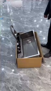 Chậu rửa bát chén 1 ngăn hiển thị nhiệt độ vòi thác nước phím đàn vòi nguyên khối kết hợp rửa ly vòi nước lọc hot 2023