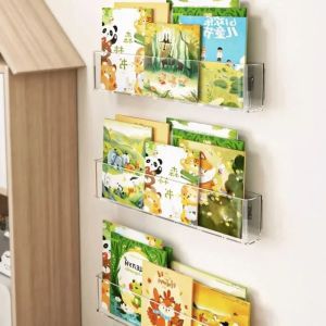 Acrylic Picture Book Display Stand Bookshelf Childrens Wall Behind The Door Reading Magazine Storage Wall Hanging Bookshelf