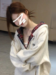 American Style Hoodie Jacket Women Autumn Winter New Popular Small Korean Chic Lazy Style Top Cotton Polyester Blend Zipper Closure