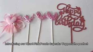 Restards Rose Gold Happy Birthday Cake Topper Heart Pink Pearls Cupcake Toppers for Girls Princess Party Decorations Supplies