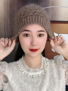 ถักที่คาดผมฤดูหนาวหนาอบอุ่นสําหรับผู้หญิงแฟชั่นลําลองชายคาหมวกซ่อนขนสีเทาเหมาะสําหรับฤดูใบไม้ผลิฤดูใบไม้ร่วง