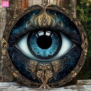2D 1PC Evil Eye Metal Wall Art 8 Inch Retro 2D Sculpture Weatherproof Outdoor Decor for Garden