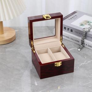 WellZone Multiple Positions Dark Red Color Wood Watch Box Fashionable Wooden Wristwatch Storage Box