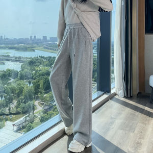 High Waist Straight Leg Fleece Lined Sweatpants Women Casual Loose Fit Autumn Winter Fashion plus Size Comfortable Long Trousers