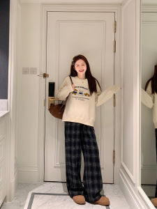 Plush Check Loose and Slim Fit Versatile Culottes
