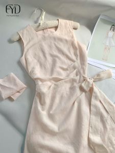 Sleeveless Pink Linen Dress