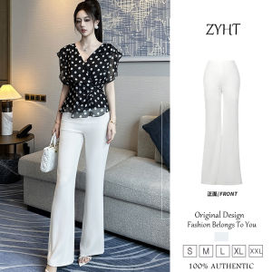 White Straight Bootcut Casual Pants Womens Korean 2025 Summer New Flared Drap Suit Pants 35107