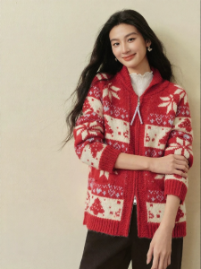 SEIFINI | Celebrity Styled Fair Isle Christmas Theme Knit Sweater Cardigan