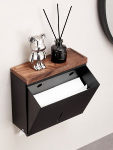 Nordic Style Walnut Bathroom Tissue Box Grass Paper Box Waterproof Storage Hand Towel Box Wall Mounted Toilet Paper Holder