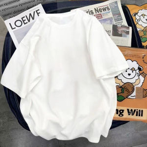Áo Thun Tay Ngắn Phong Cách Mỹ Thường Ngày Mùa Hè Cho Nam Áo Thun Cotton Nguyên Chất Dáng Rộng Đa Năng Tay Lửng Màu Trắng Sáu Điểm