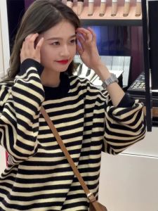 HUOLISI | Stripe Crew Neck Loose Long Sleeve Light Sweater