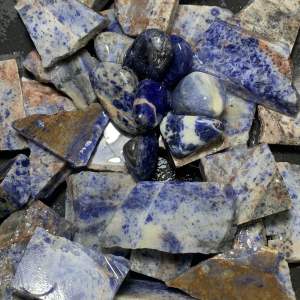 Batu Blue Sodalite Unik / Bahan Lempengan Blue Sodalite Super Quality
