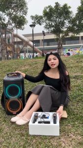 Loa xách tay ONTEKCO 6512 loa bluetooth karaoke Bass 15x2 công suất lớn thiết kế dây quai đeo tiện lợi