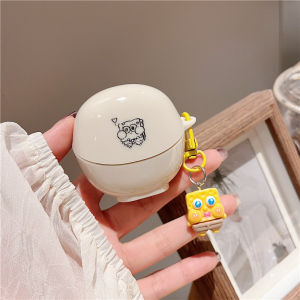 Cute Cartoon Creative Bluetooth Earphone Case Protective Cover for QCY AilyBuds pro Small Q Bean Creamy White Floral Design