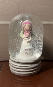 Blossom Bucket BIRTHSTONE ANGEL SNOW GLOBES January to December 4.25" inches ht. Angel Resin Snow globe (Choose your month)