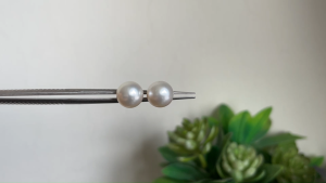 8.6mm Silvery White South Sea Pearl Earring with Natural Diamonds enhance