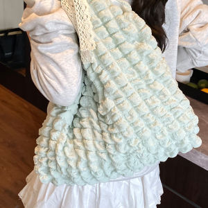 Fashionable Bubble Tote Bag Womens Handbag Soft Cotton Material Large Size Shopping Bag Shape Polyester Lining Non-Washable