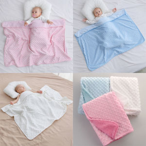 Newborn Baby Blanket Warm Fleece Thermal Soft Stroller Sleep Cover White Pink Beanie Infant Bedding Swaddle Wrap Kids Bath Towel